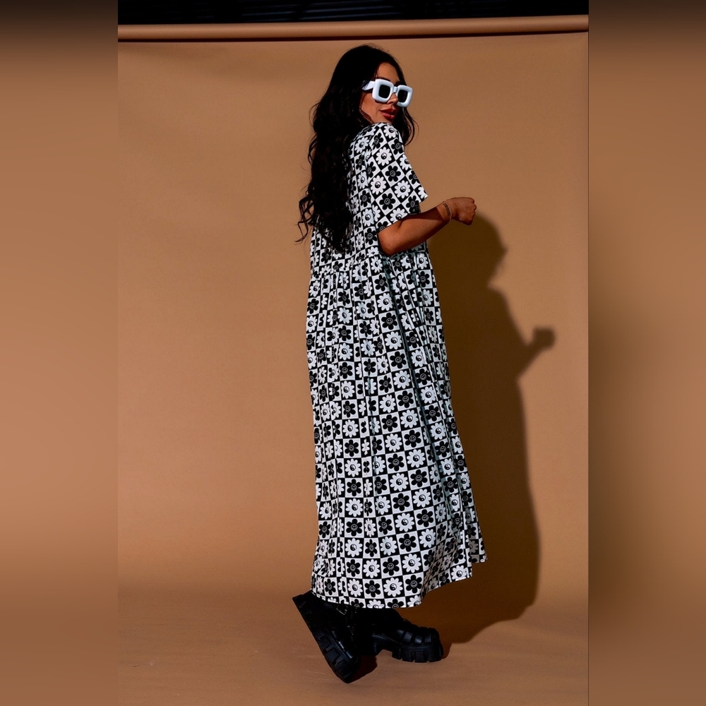LALA ORIGINAL: Never Too Much Oversized Dress in Black + White